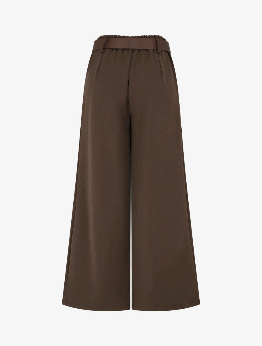 Elastische Hose mit weitem Schnitt - Braun