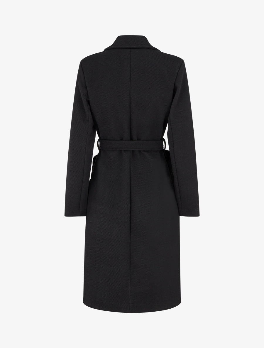 Manteau en laine mélangéee à col cranté - Noir - 2
