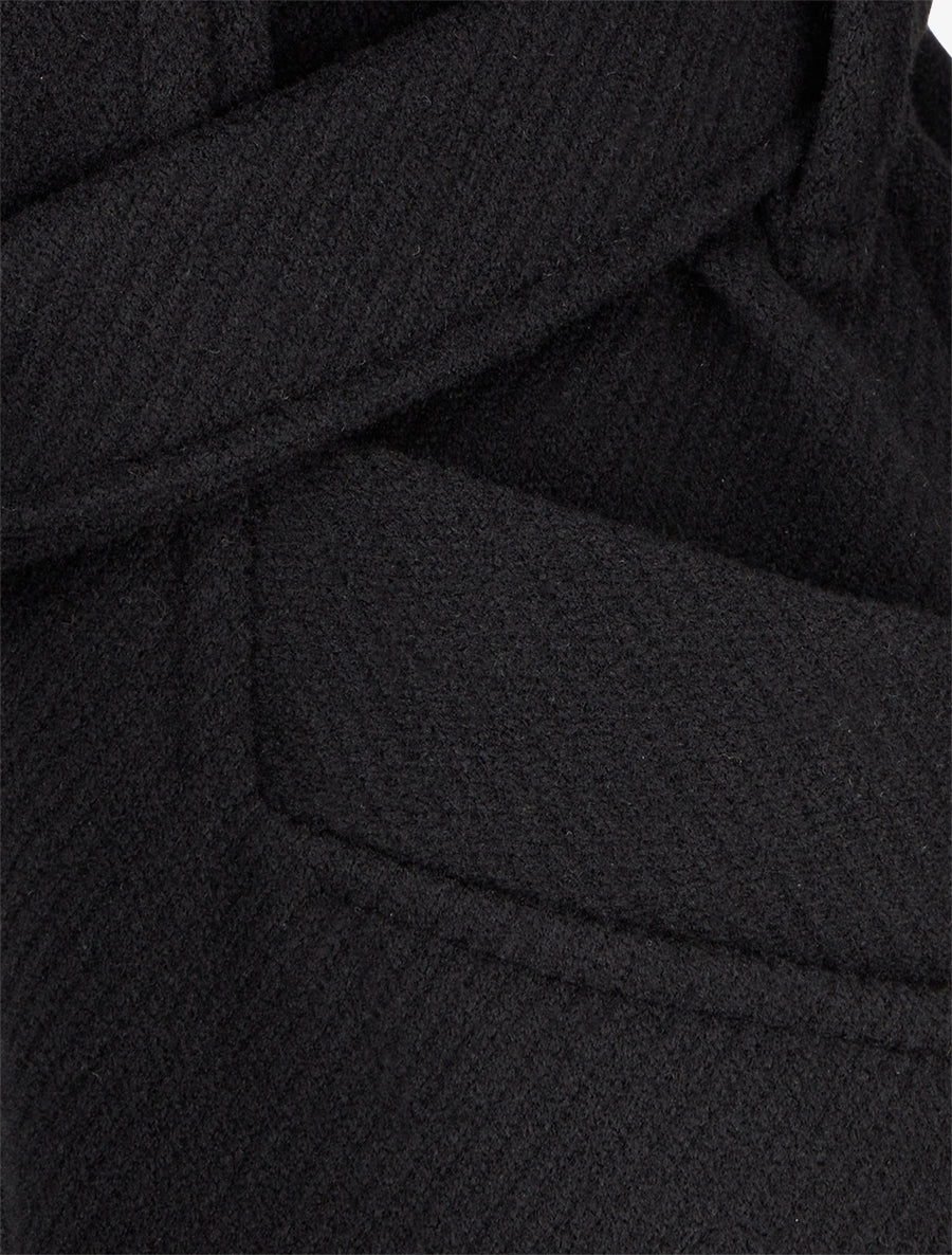 Manteau en laine mélangéee à col cranté - Noir - 3