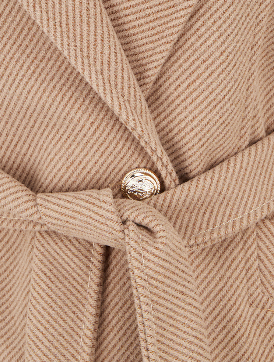 Manteau en laine mélangéee à col cranté - Camel - 3