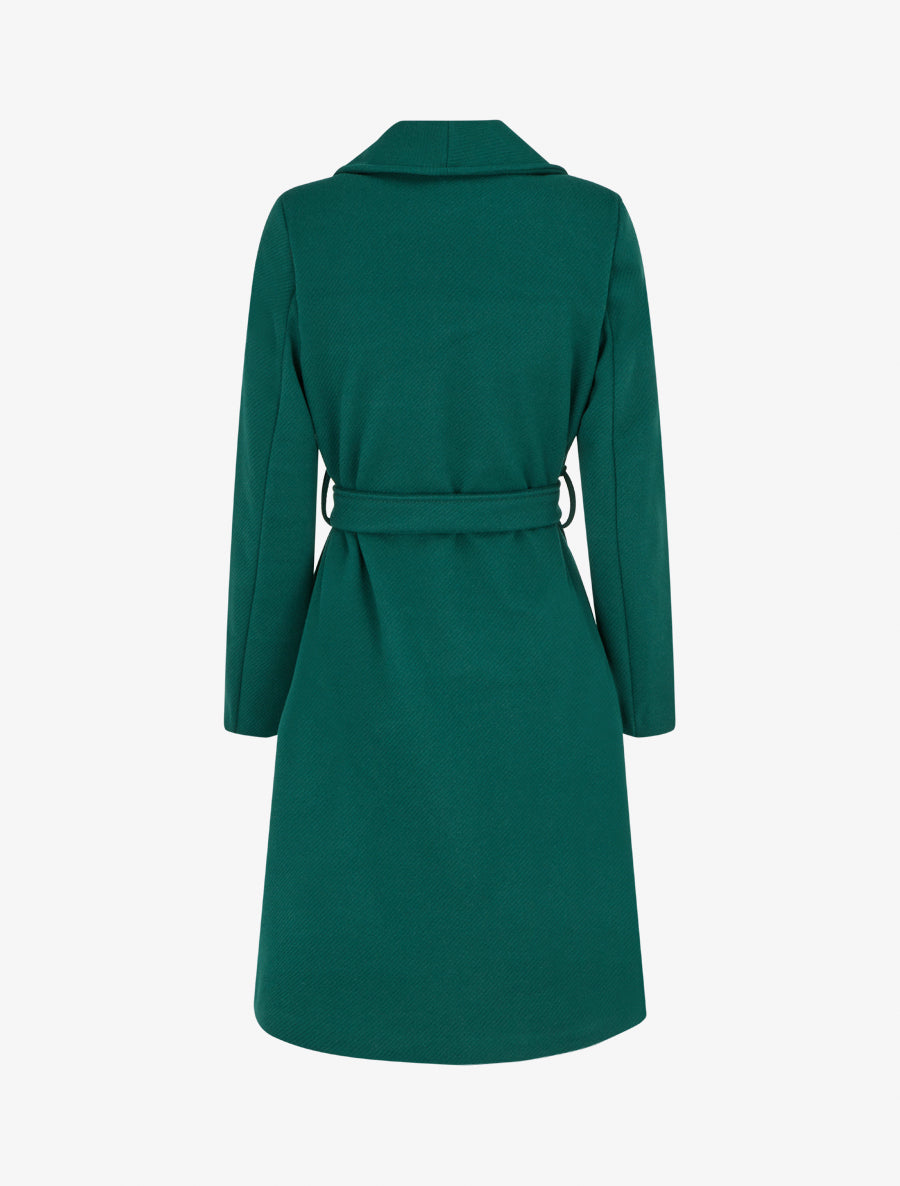 Manteau long ceinturé - Vert sapin - 2
