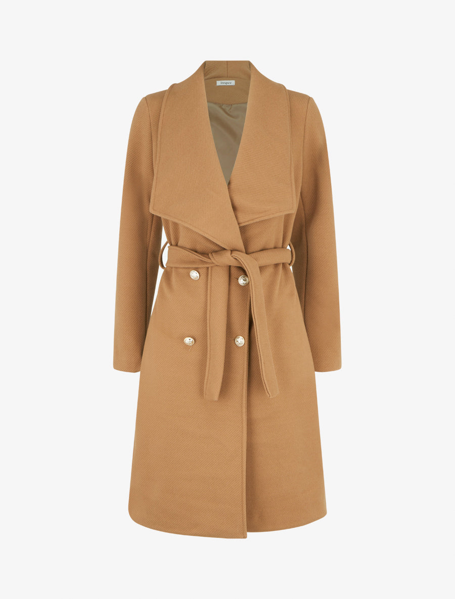 Manteau long ceinturé - Camel - 1