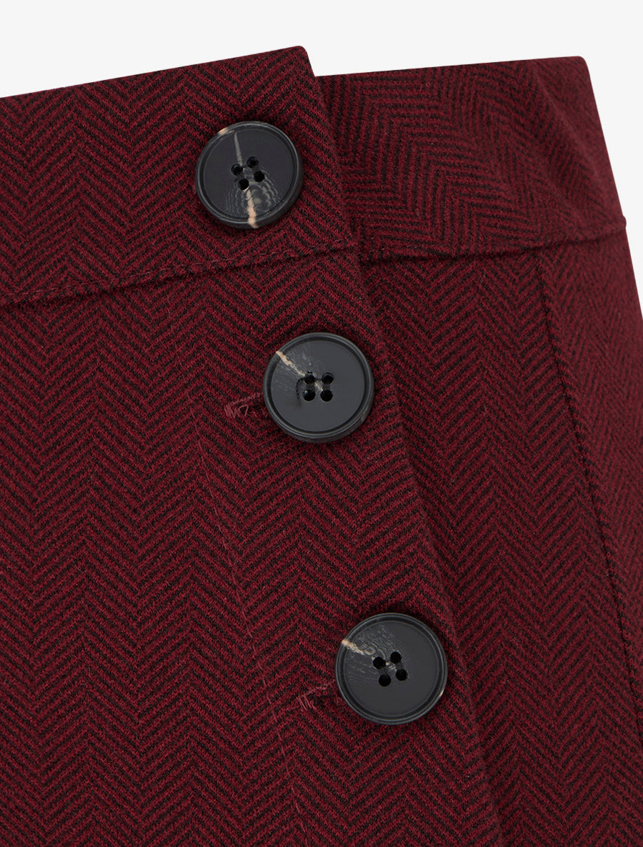 Gerade Marlenehose mit Zickzack-Print. - Bordeaux