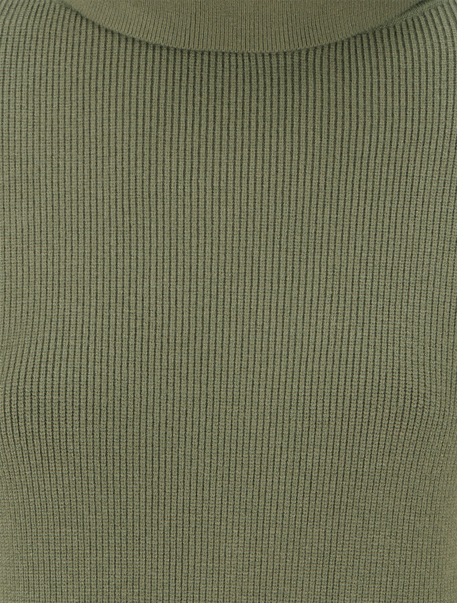 Pull long à boutons décoratifs aux manches - Kaki - 3