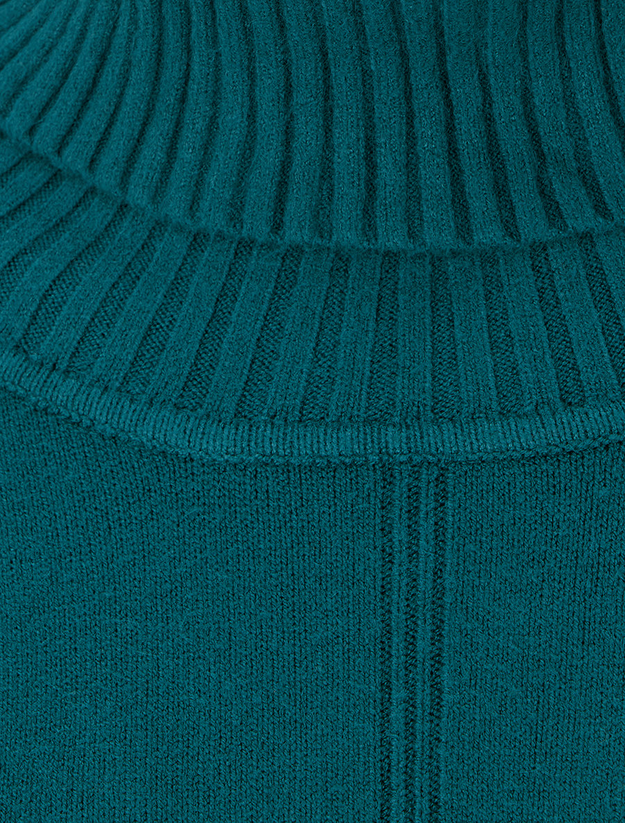 Pull long uni à poches - Bleu canard - 3