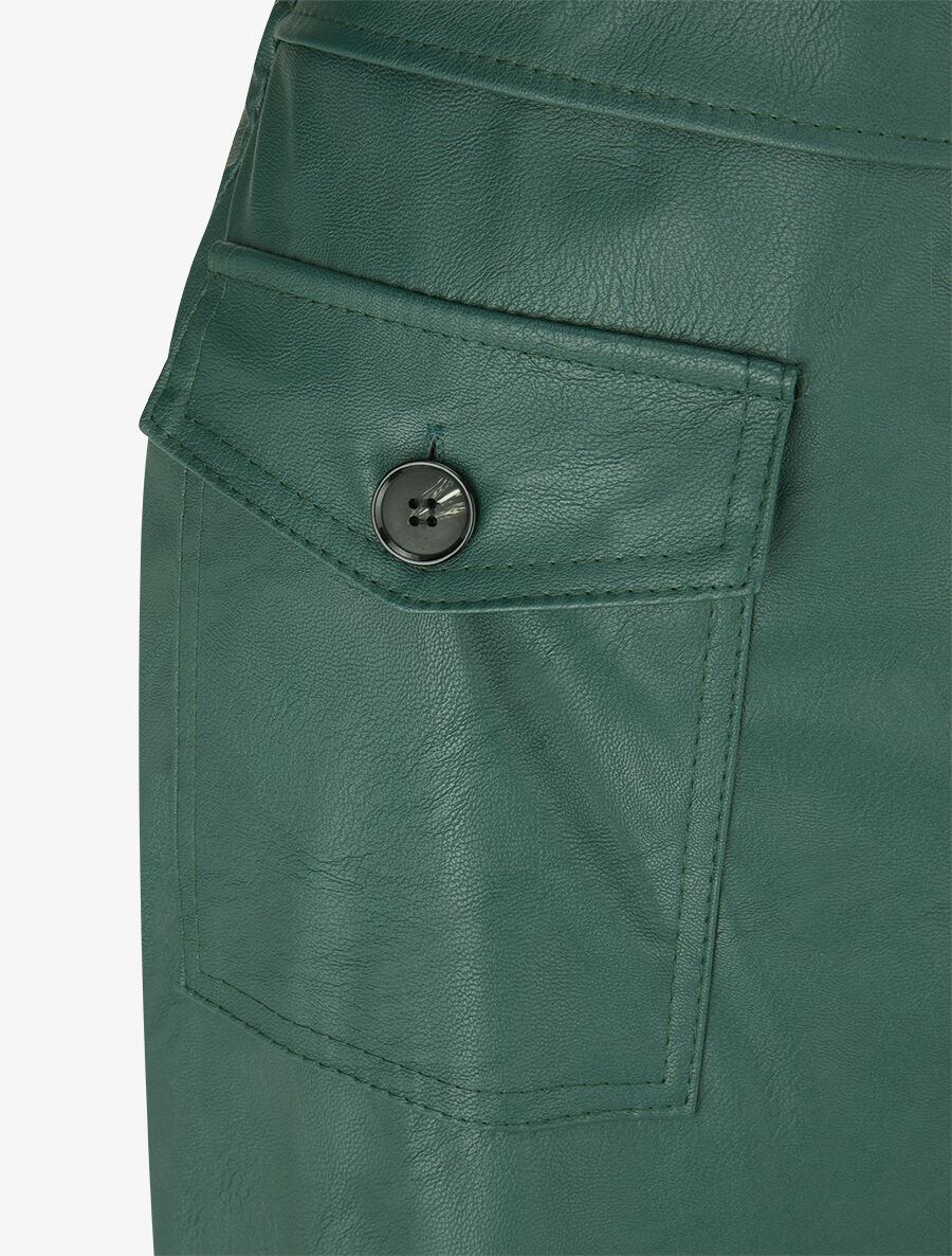 Jupe longue en simili effet portefeuille - Vert - 3