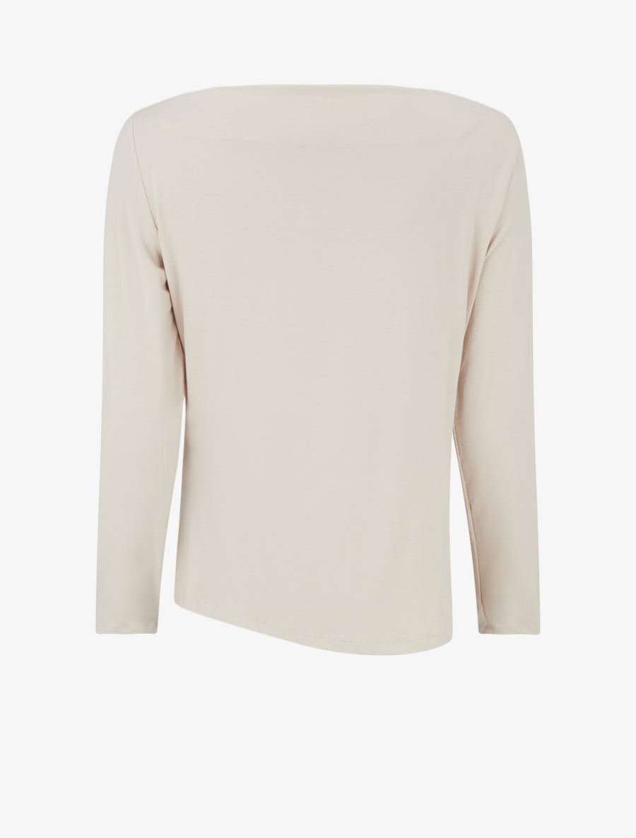 Top uni asymétrique à col rond - Beige - 2