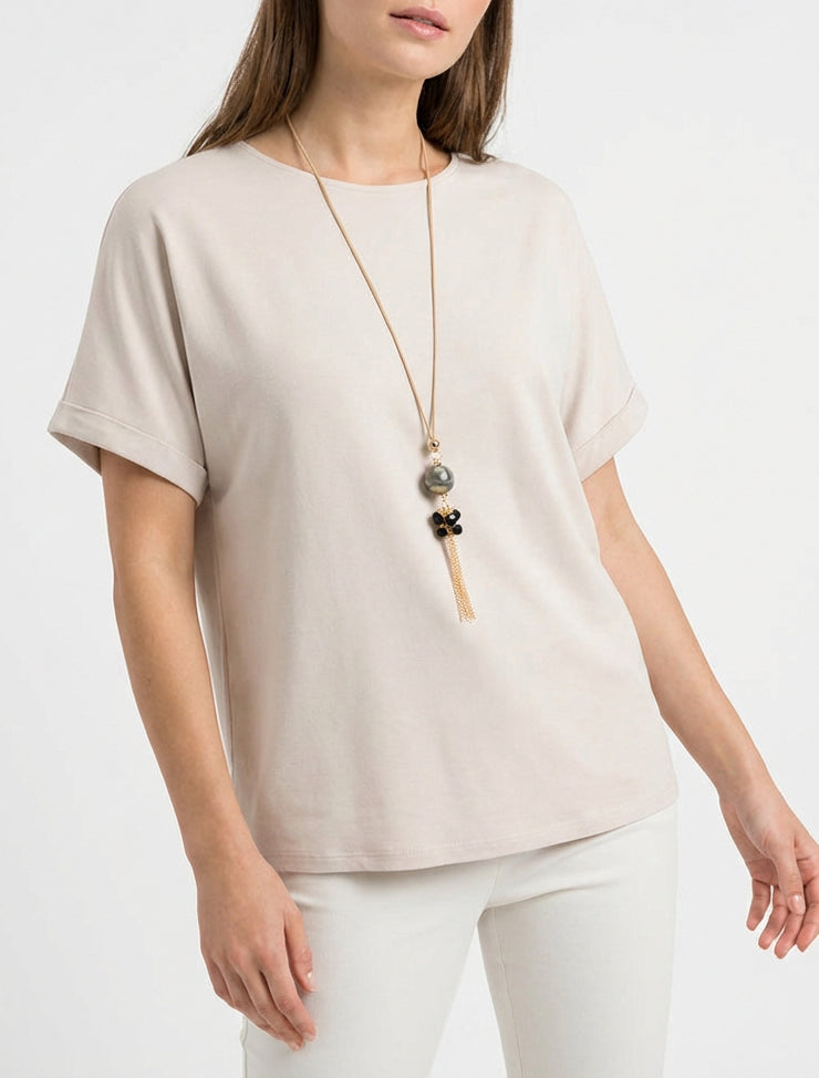 Kurzärmeliges Top - Beige