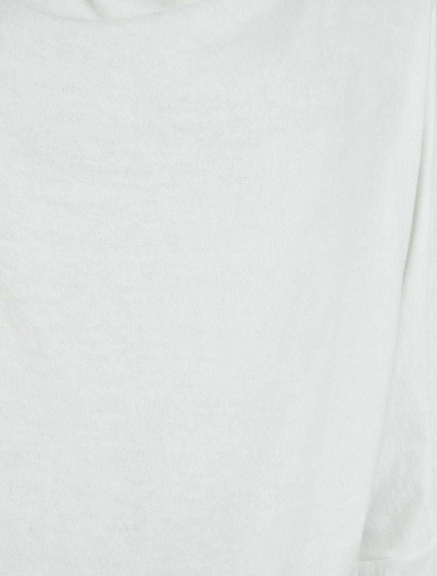 Pull fin uni à col bénitier - Blanc - 3