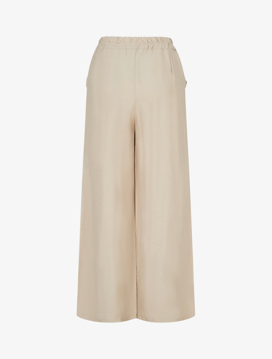 Pantalon ample uni à boutons décoratifs - Beige - 2