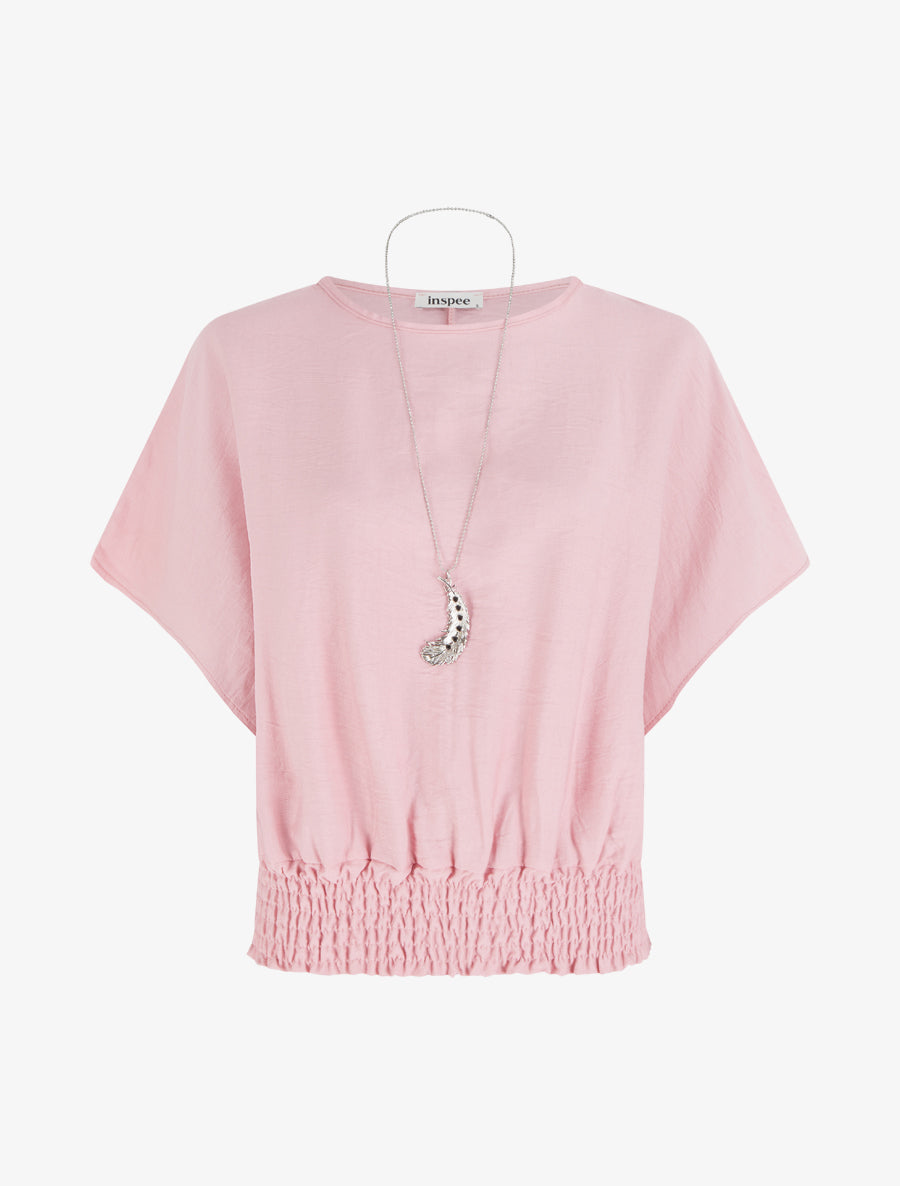 Top boule uni à manches courtes - Rose - 1