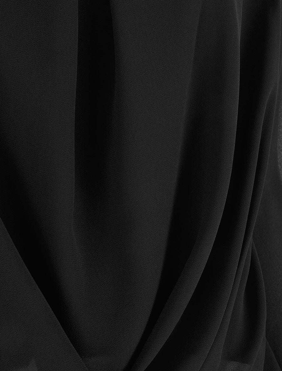 Blouse en voile à effet drapé - Noir - 3