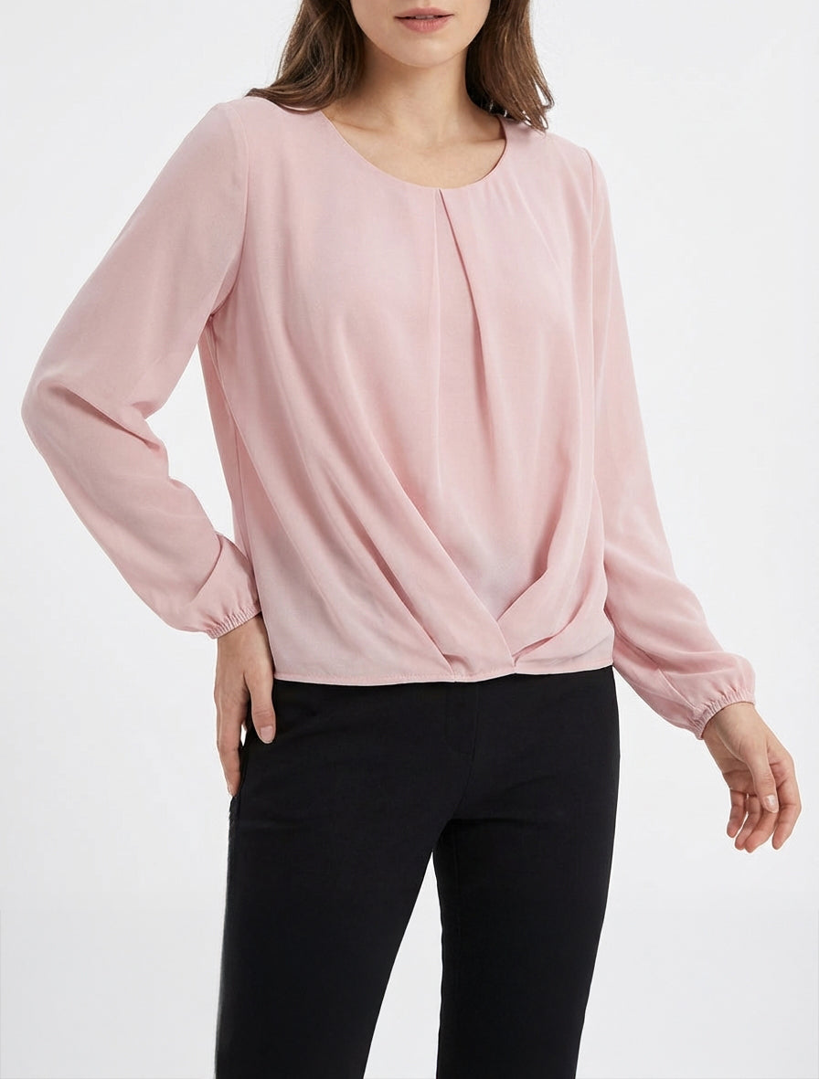 Bluse aus Voile mit Drapierungseffekt - Rose