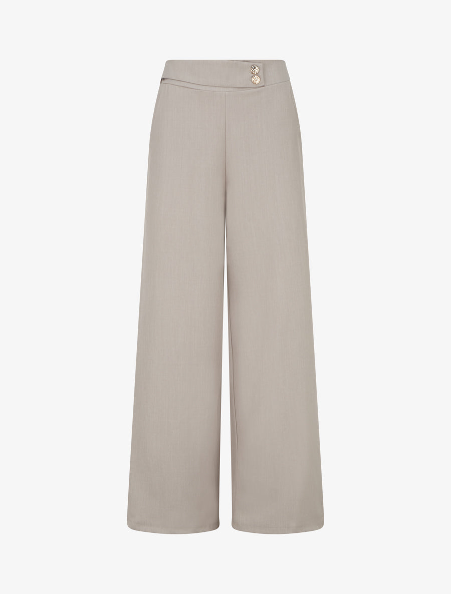 Pantalon ample à sangle et boutons - Taupe - 1