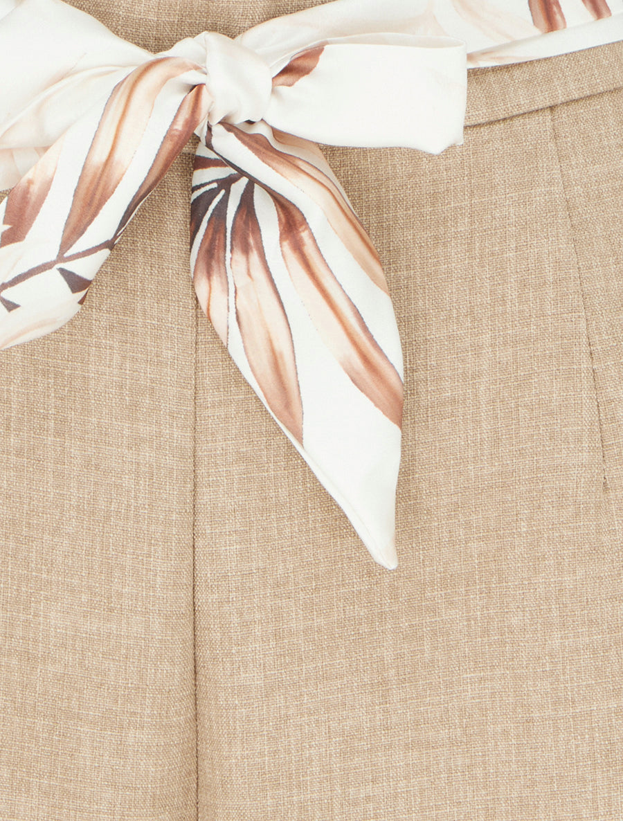 Pantalon droit ceinturé effet lin - Taupe - 3