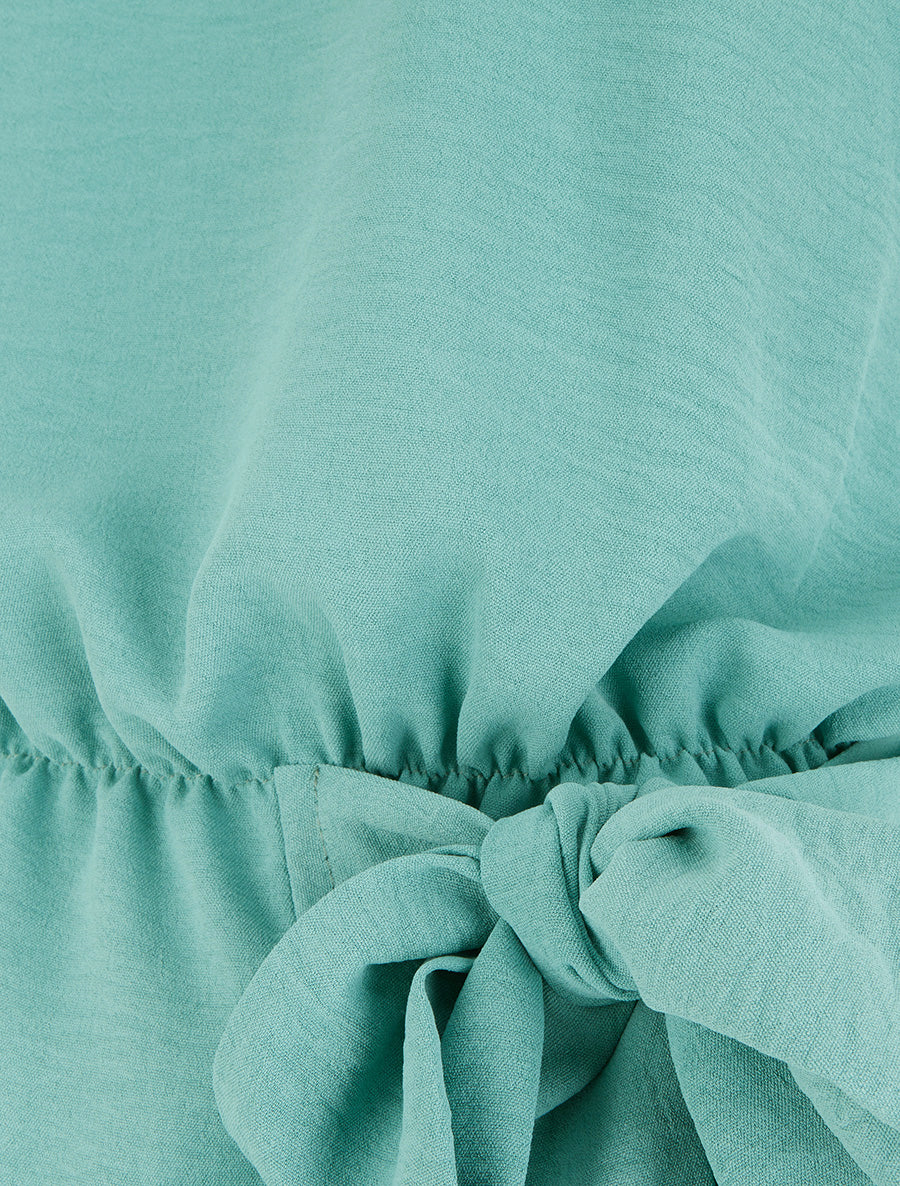 Top à col américain et noeud - Turquoise - 3