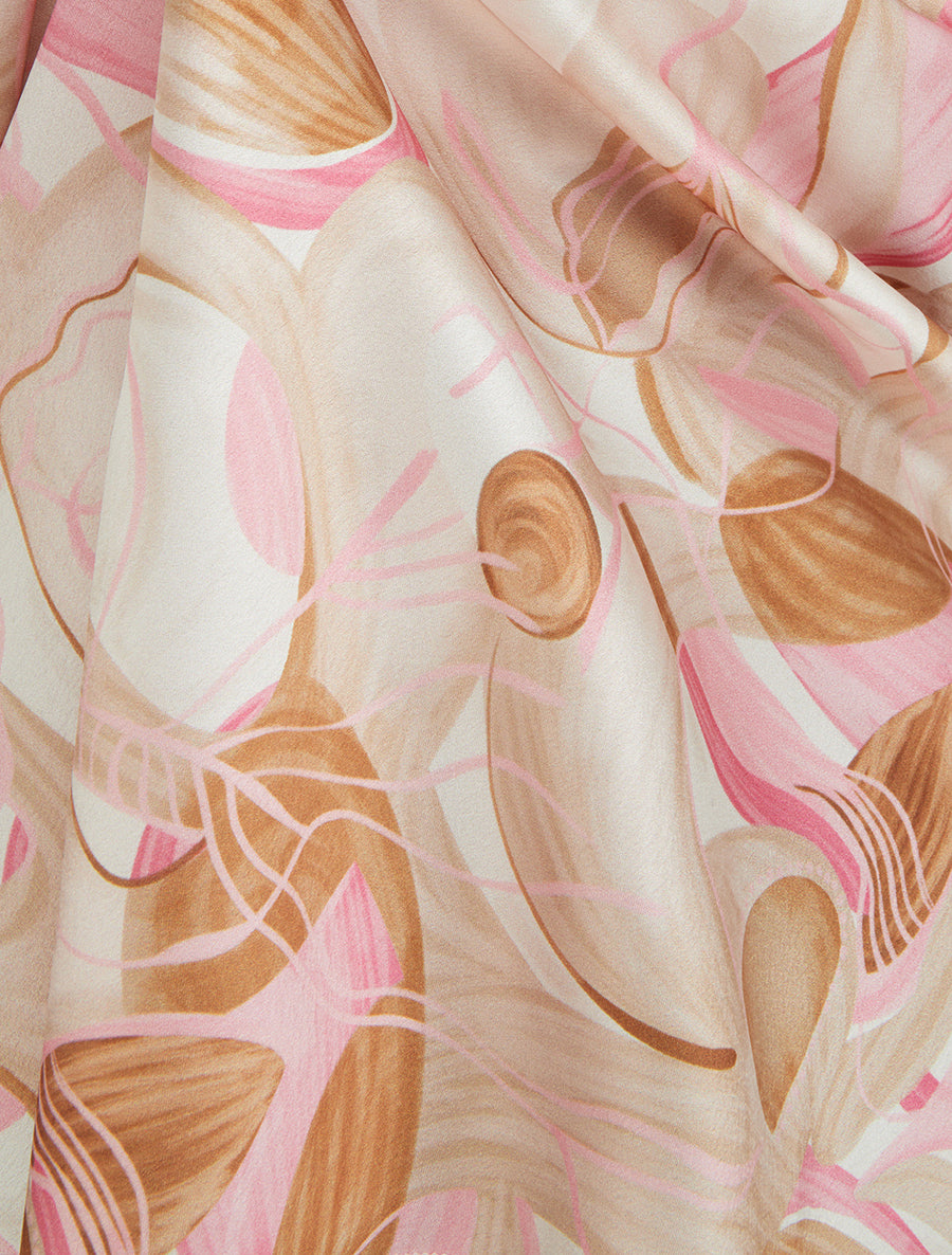 Caraco satiné imprimé abstrait - Beige - 3