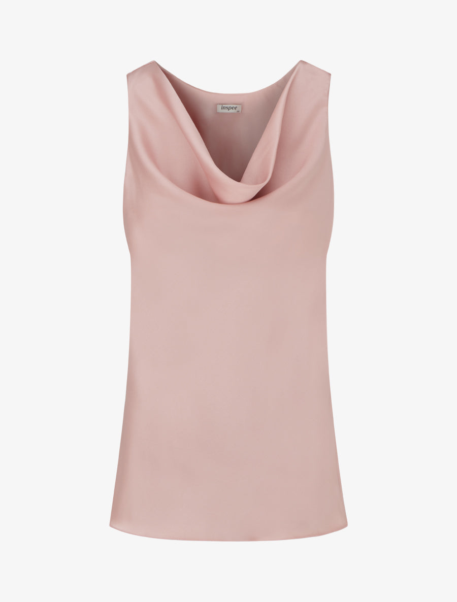 Top satiné sans manches col bénitier - Vieux rose - 1