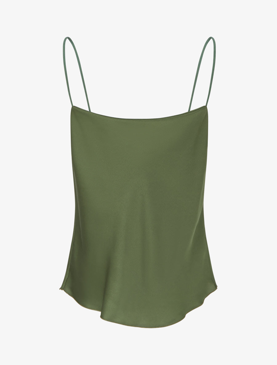 Satinierte Kastenjacke mit Wasserfallausschnitt - Kaki