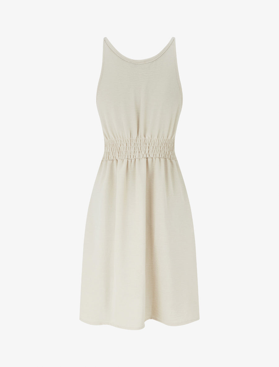 Robe évasée à bretelles bijoux - Beige - 2