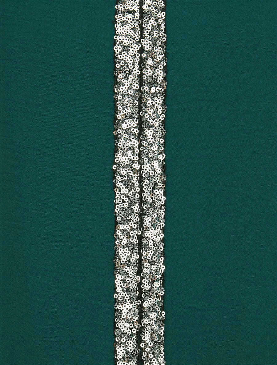 Blouse fluide à bande en sequins - Vert sapin - 3