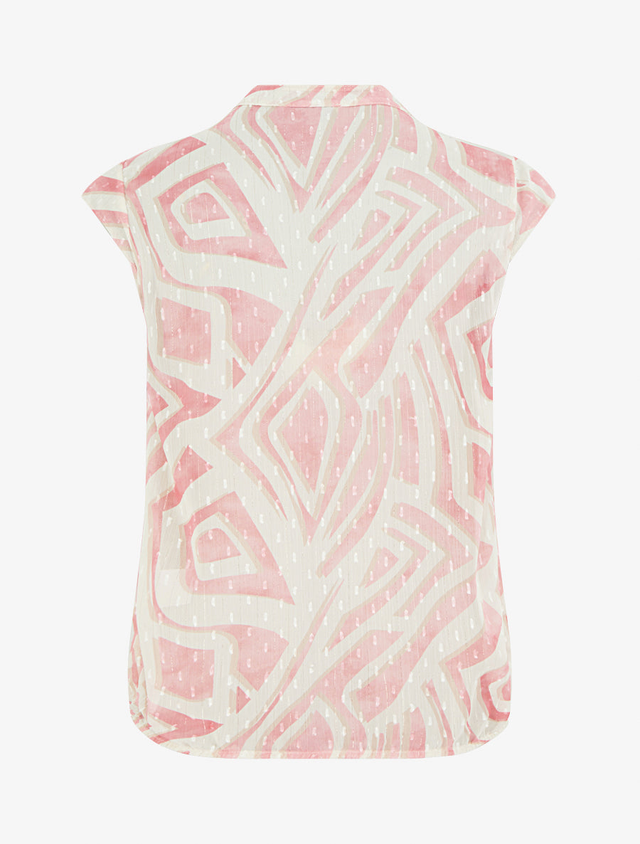 Top boule sans manches imprimé graphique - Rose - 2