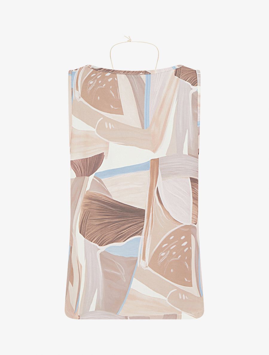 Top droit sans manches à imprimé abstrait - Beige - 2