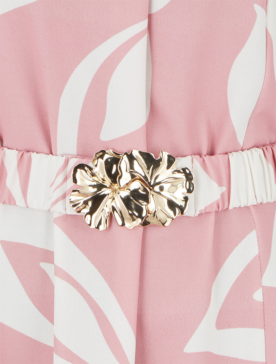 Robe droite ceinturée - Rose - 3