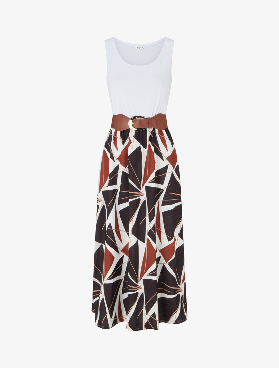 Robe longue sans manches imprimé graphique - Noir - 1