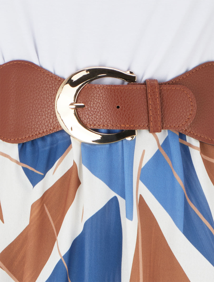 Robe longue sans manches imprimé graphique - Bleu clair - 3