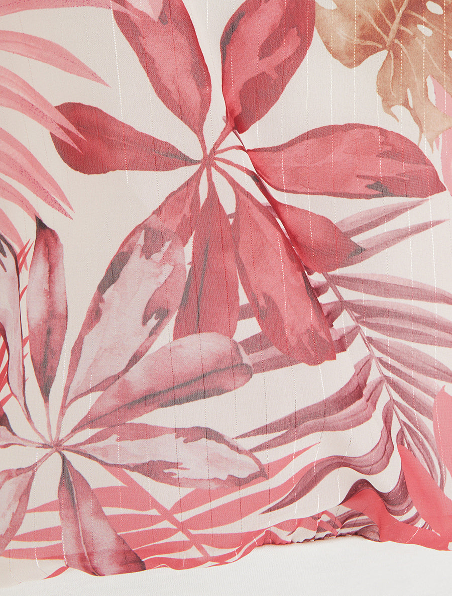 Top boule manches courtes imprimé tropical - Vieux rose - 3