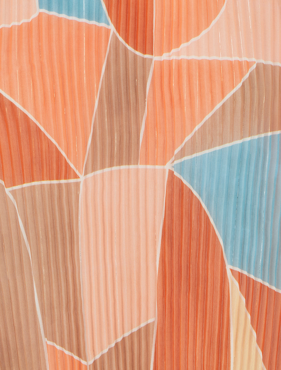 Top plissé sans manches imprimé graphique - Orange - 3