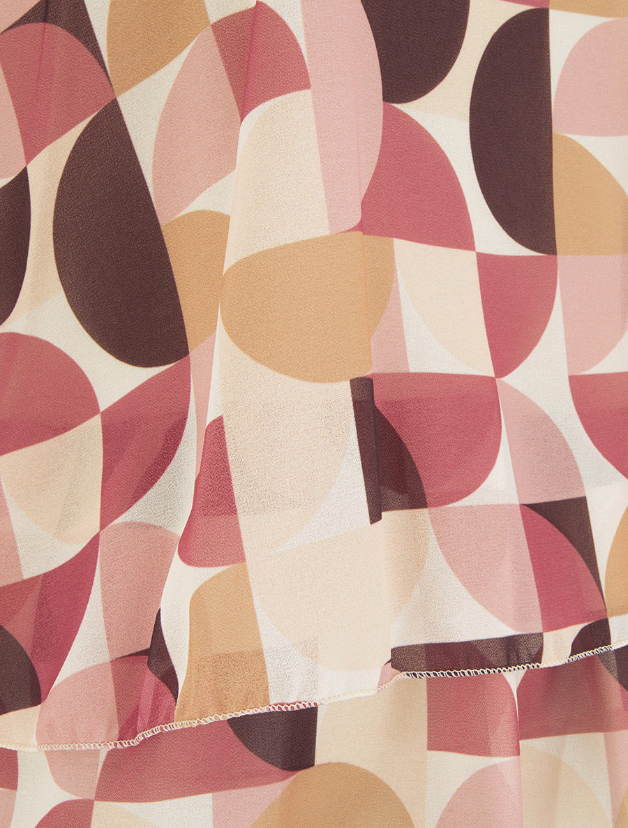 Top imprimé graphique à bords volantés - Vieux rose - 3