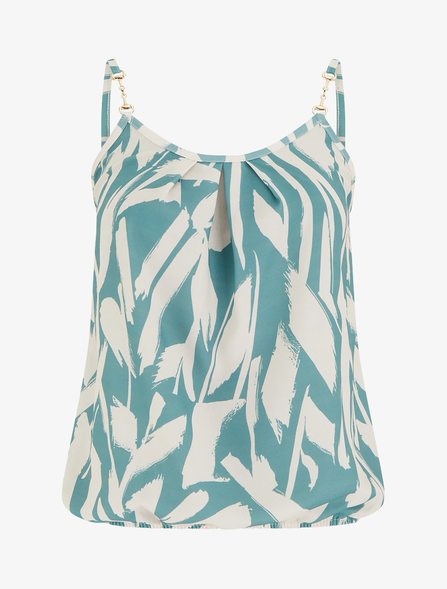 Grafikbedrucktes Camisole mit Schmuckträgern - Wassergrün