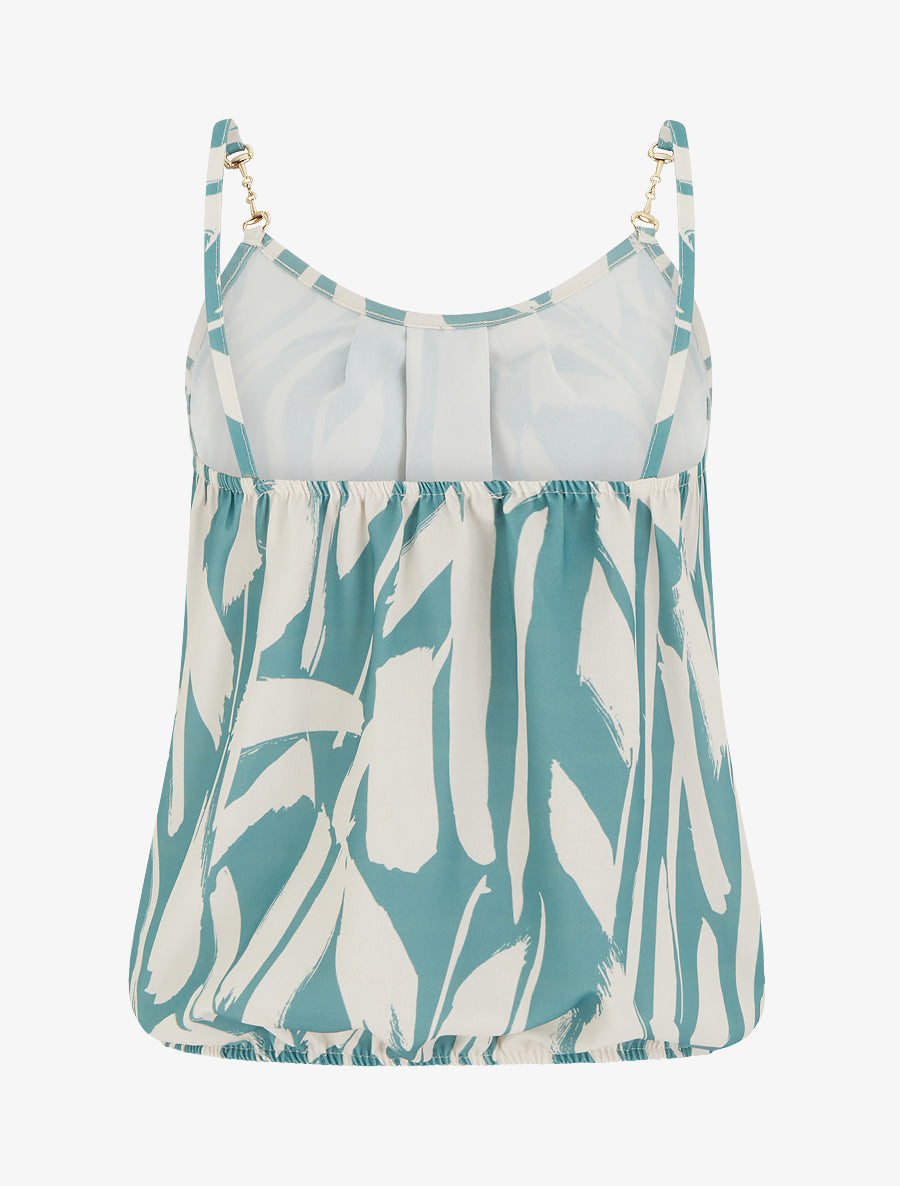 Grafikbedrucktes Camisole mit Schmuckträgern - Wassergrün