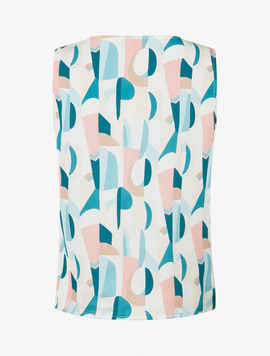 Top sans manches imprimé graphique à bretelle bijou - Bleu canard - 2