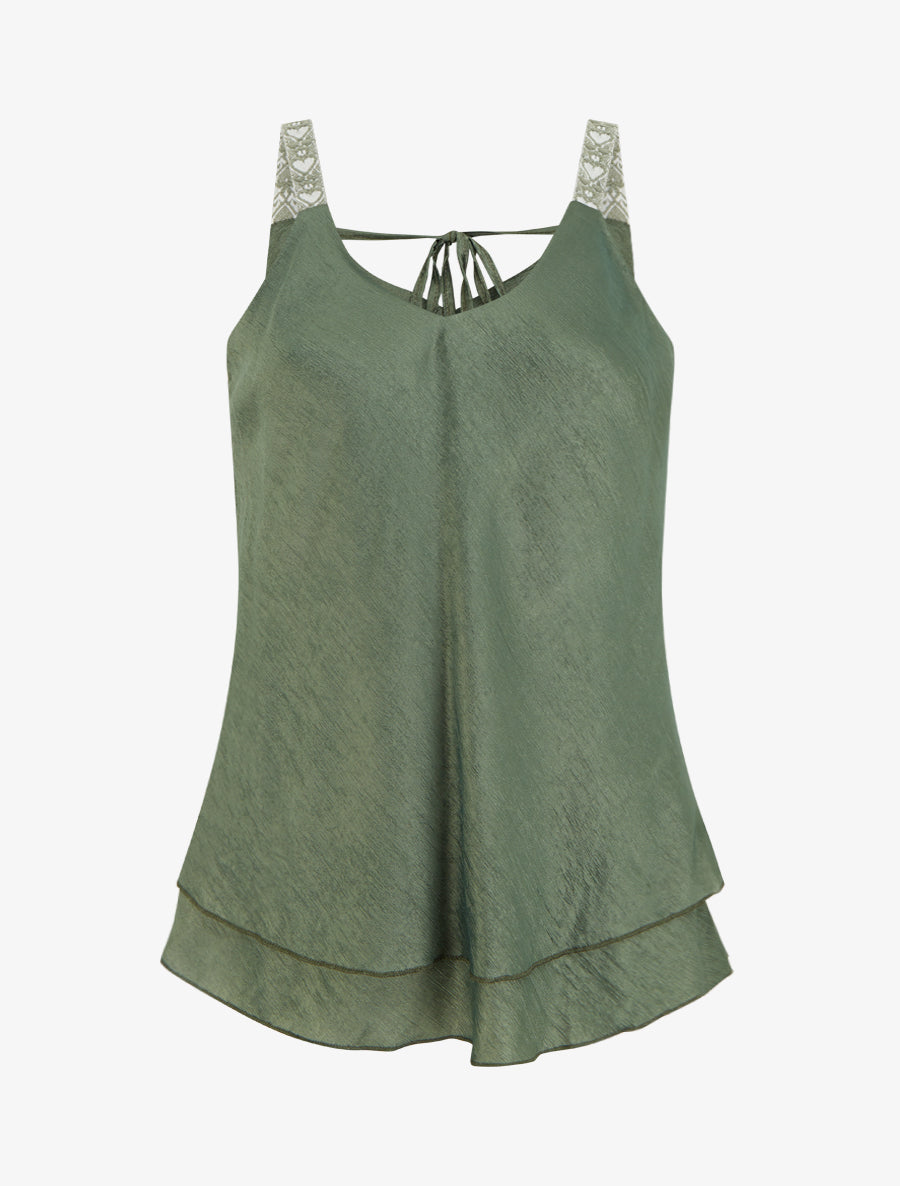 Caraco en tissu texturé - Kaki - 1