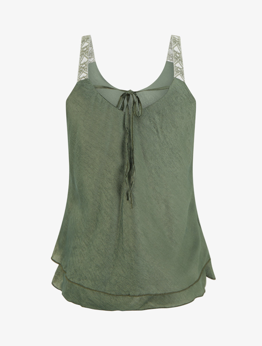 Caraco en tissu texturé - Kaki - 2