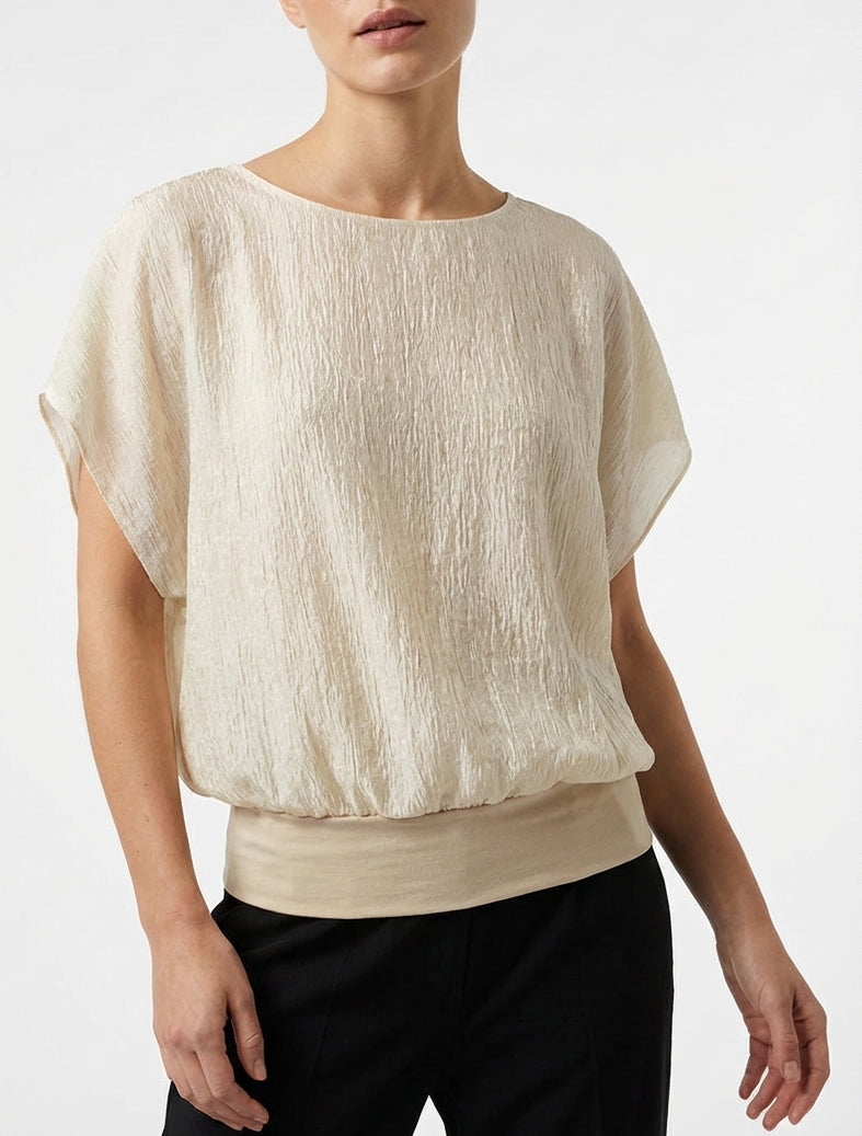 Top aus strukturiertem Stoff - Beige