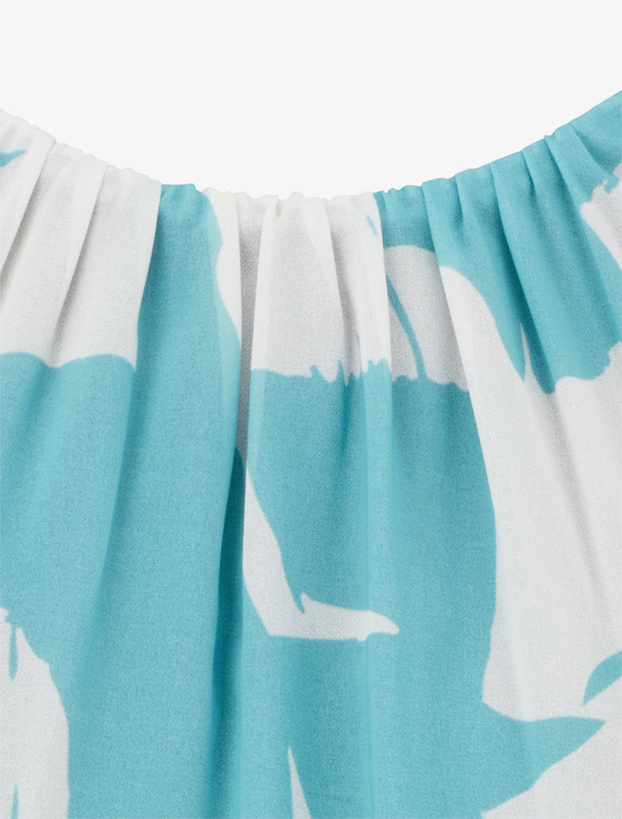 Top fluide imprimé abstrait - Bleu lagon - 3