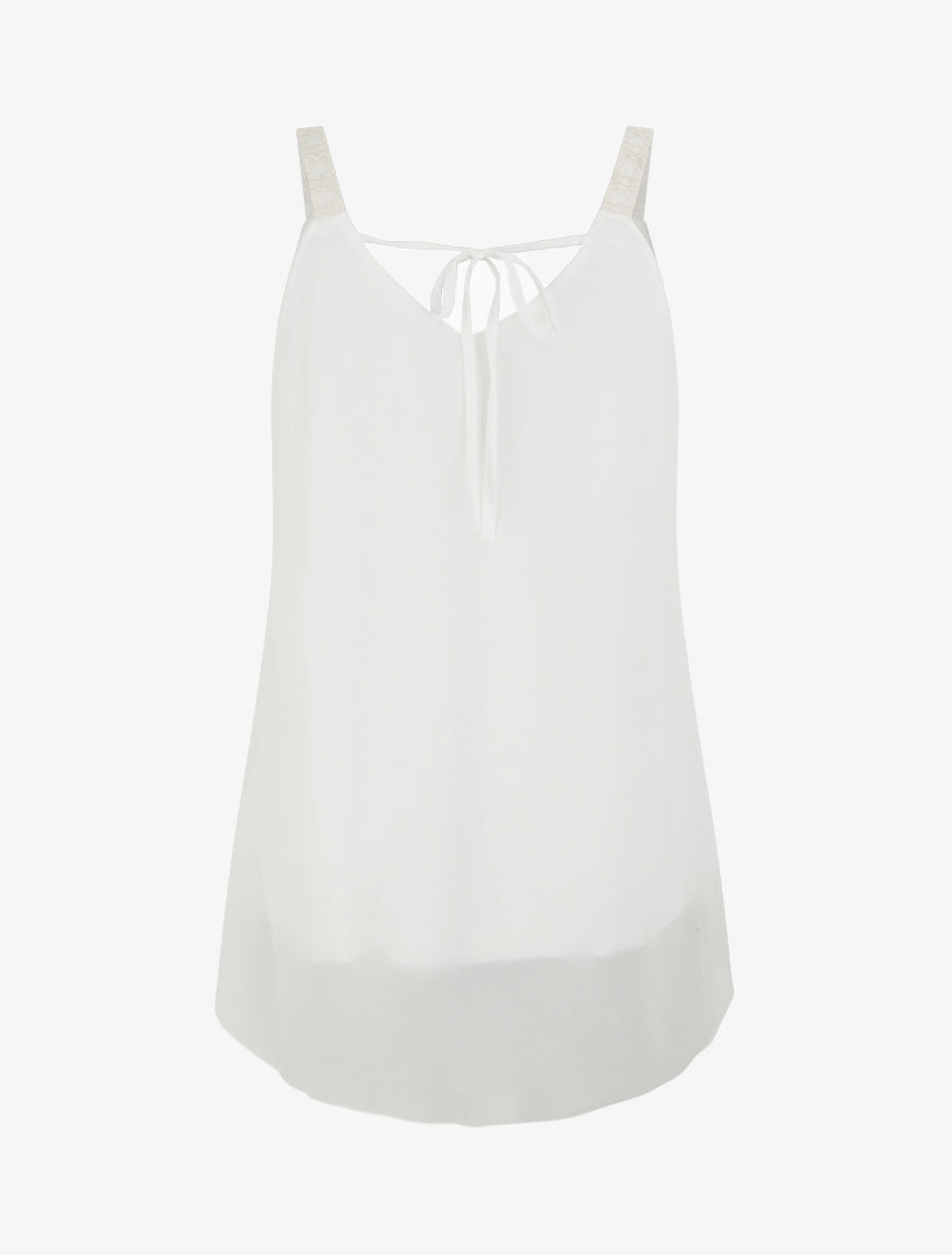 Caraco en voile à bretelles motif coeur - Blanc - 2