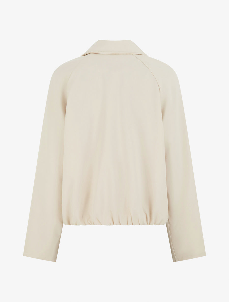 Veste droite zippée à col chemise - Beige - 2
