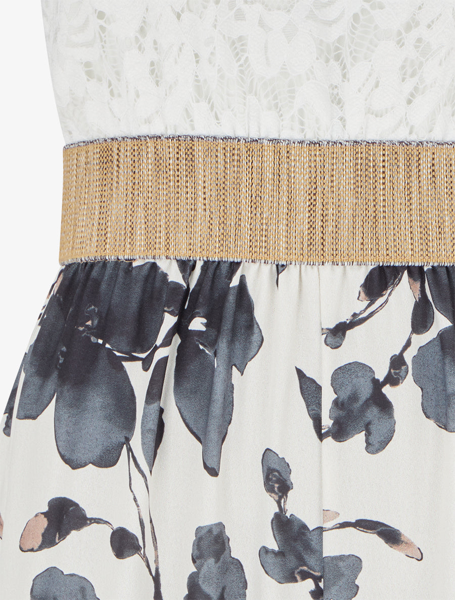 Combinaison à dentelle et imprimé floral - Noir - 3