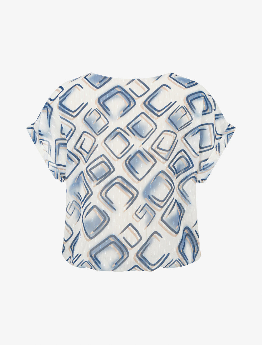 Top boule manches courtes à motifs graphiques - Marine - 2