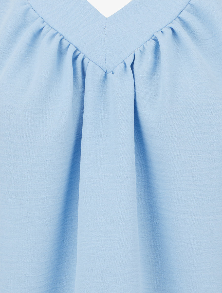 Top uni sans manches à col V - Bleu ciel - 3