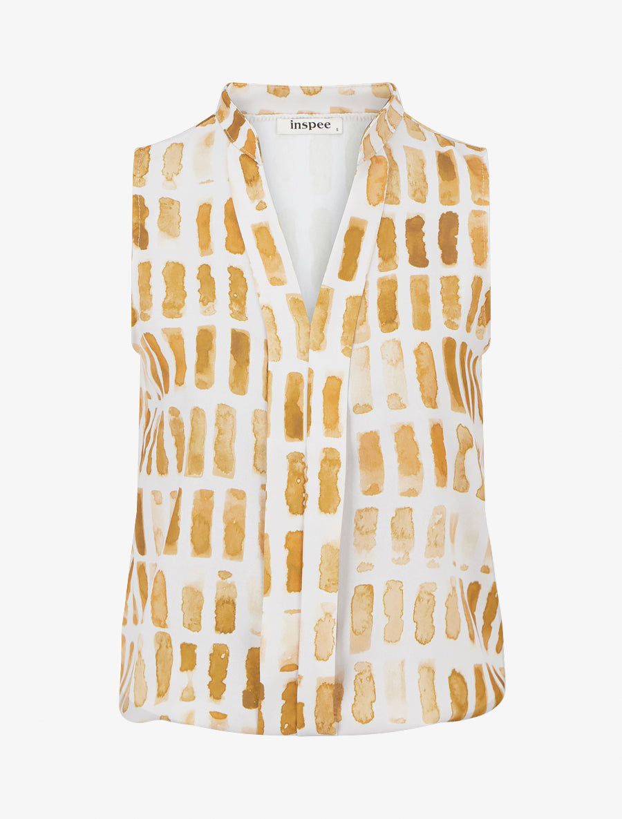 Top sans manches imprimé fantaisie - Jaune moutarde - 1