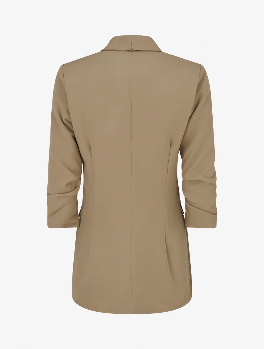 Einfarbiger Blazer mit gerafften Ärmeln - Maulwurf