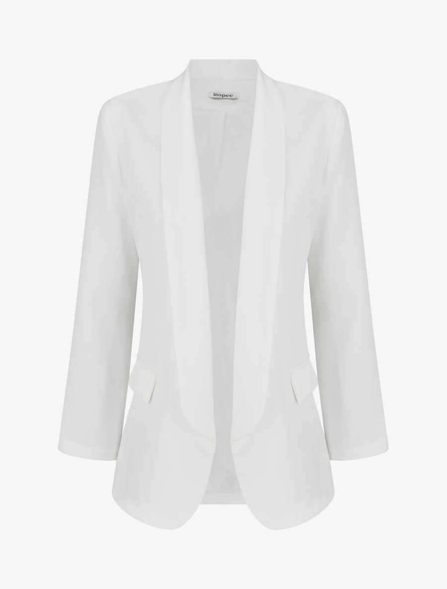 Blazer uni à manches longue - Blanc - 1