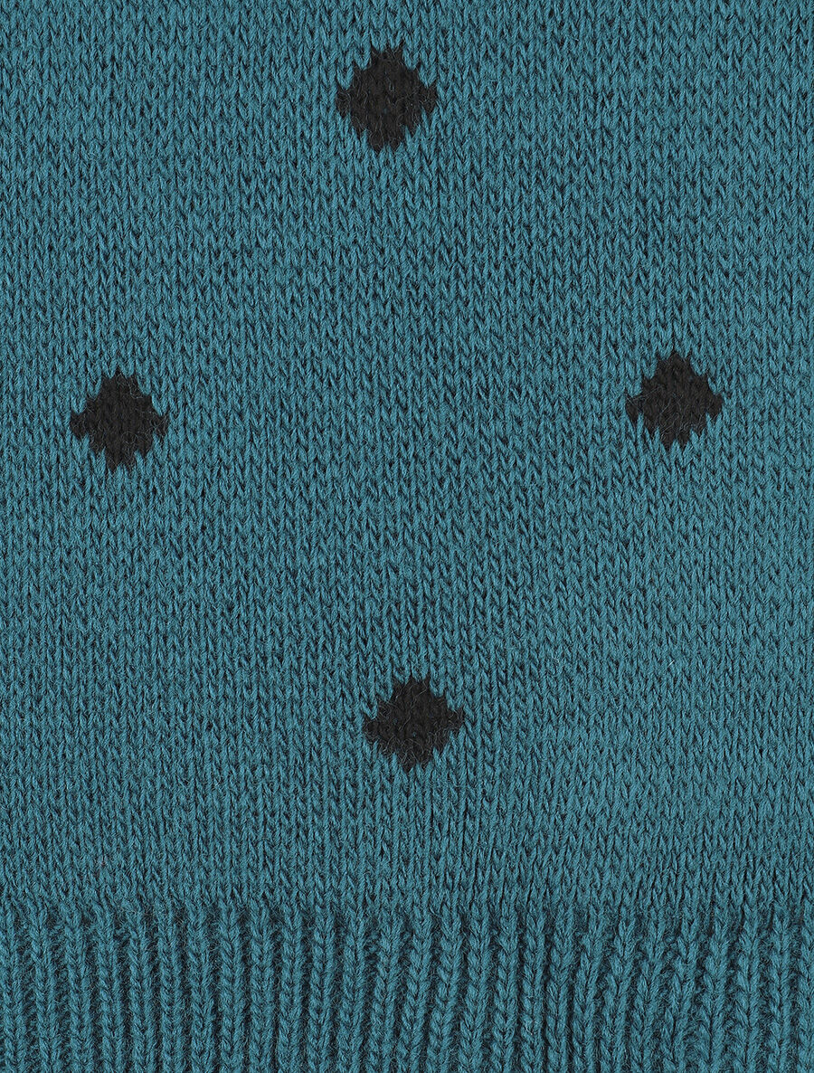 Pull en maille à pois - Bleu pétrole - 3