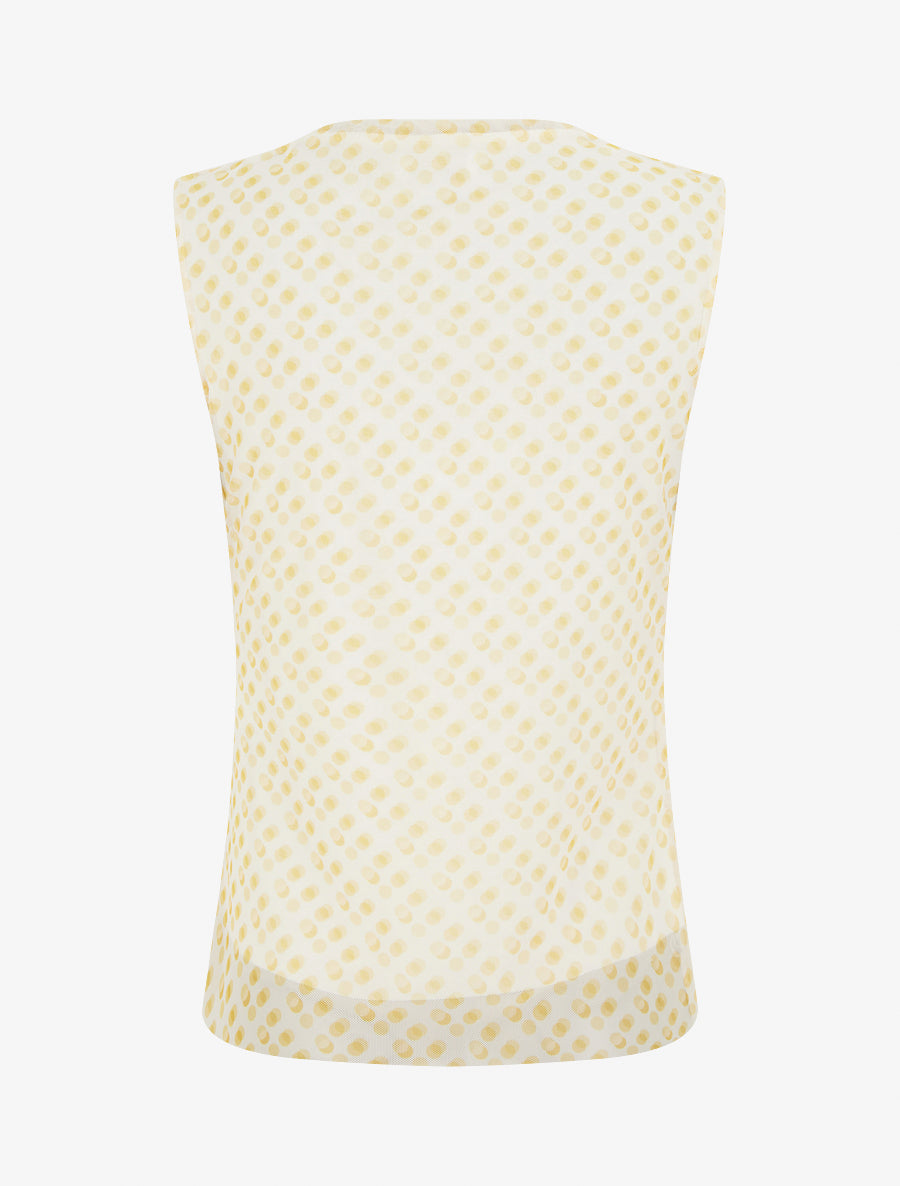 Top sans manches en tulle à pois - Jaune - 2